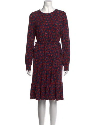 Pre-owned Lk Bennett Floral Print Knee-length Dress In Red