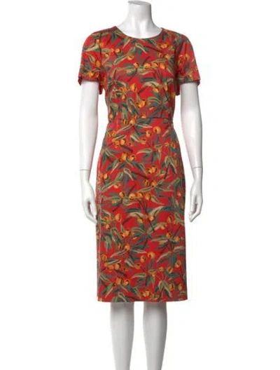 Pre-owned Lk Bennett Floral Print Knee-length Dress In Red