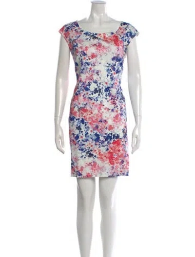 Pre-owned Lk Bennett Floral Print Knee-length Dress In White