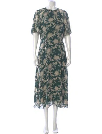 Pre-owned Lk Bennett Floral Print Long Dress In Blue