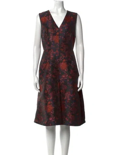 Pre-owned Lk Bennett Floral Print Midi Length Dress In Black