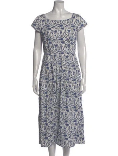Pre-owned Lk Bennett Floral Print Midi Length Dress In Blue