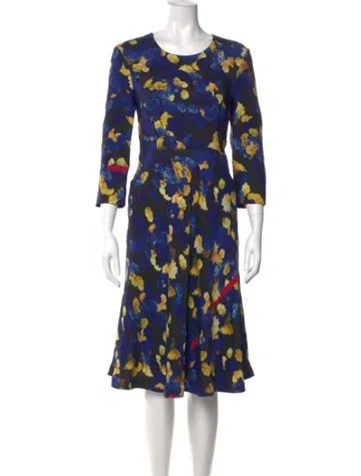 Pre-owned Lk Bennett Floral Print Midi Length Dress In Blue