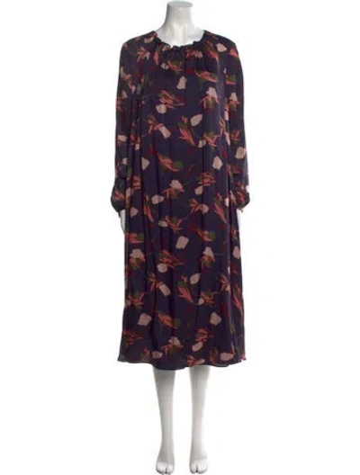 Pre-owned Lk Bennett Floral Print Midi Length Dress In Blue