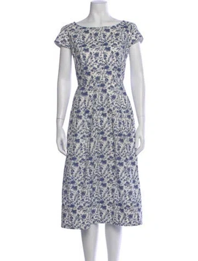 Pre-owned Lk Bennett Floral Print Midi Length Dress In Blue