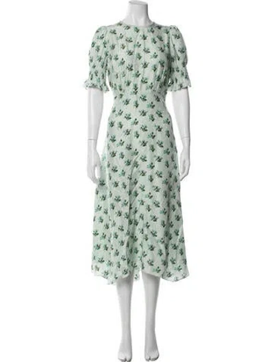Pre-owned Lk Bennett Floral Print Midi Length Dress In Blue
