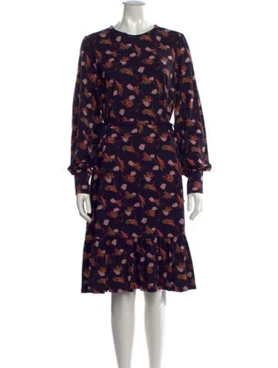 Pre-owned Lk Bennett Floral Print Midi Length Dress In Blue