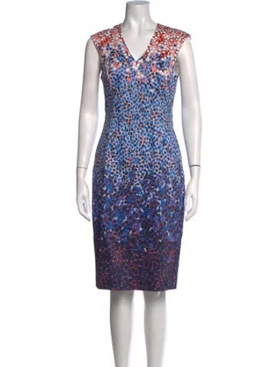Pre-owned Lk Bennett Floral Print Midi Length Dress In Blue