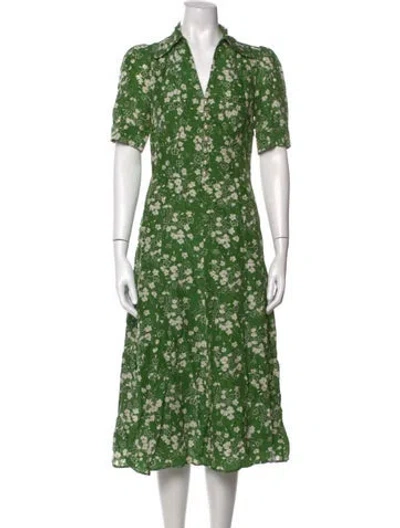 Pre-owned Lk Bennett Floral Print Midi Length Dress In Green