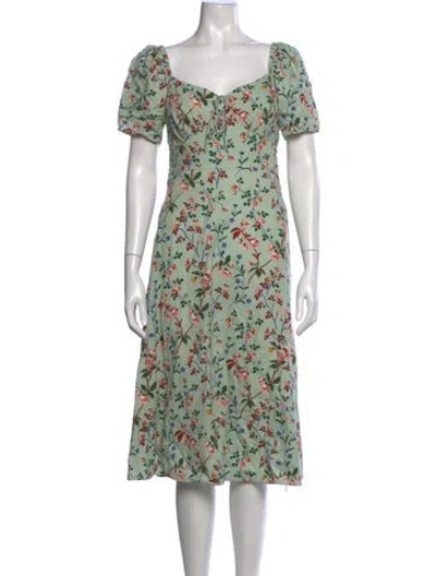 Pre-owned Lk Bennett Floral Print Midi Length Dress In Green
