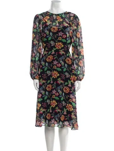 Pre-owned Lk Bennett Floral Print Midi Length Dress In Multi