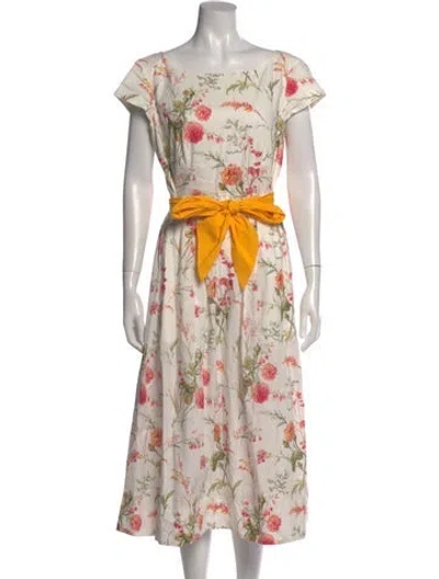 Pre-owned Lk Bennett Floral Print Midi Length Dress In Multi