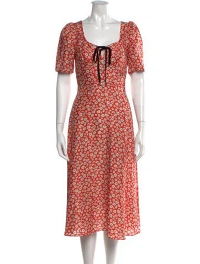 Pre-owned Lk Bennett Floral Print Midi Length Dress In Multicolor