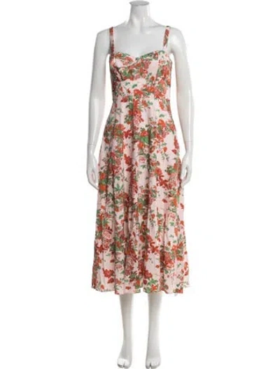 Pre-owned Lk Bennett Floral Print Midi Length Dress In Multicolor