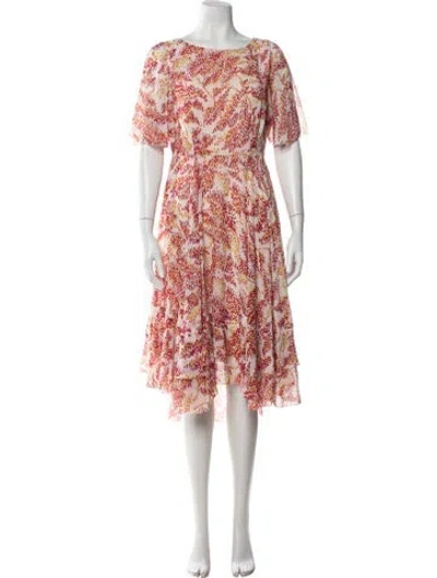Pre-owned Lk Bennett Floral Print Midi Length Dress In Red