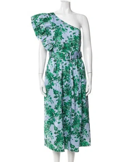 Pre-owned Lk Bennett Floral Print Midi Length Dress W/ Tags In Green