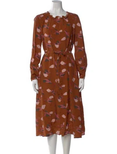 Pre-owned Lk Bennett Floral Print Midi Length Dress W/ Tags In Multi