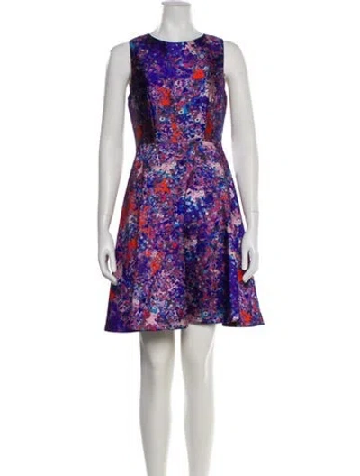 Pre-owned Lk Bennett Floral Print Mini Dress In Purple