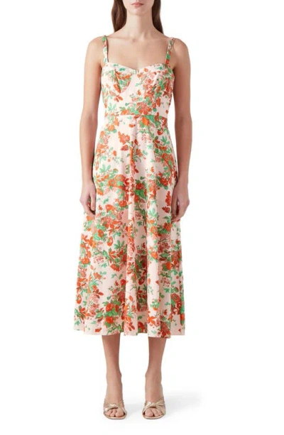 Lk Bennett Floral Print Sleeveless Midi Dress In Pink