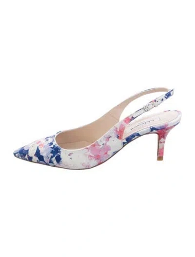 Pre-owned Lk Bennett Floral Print Slingback Pumps In White