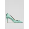 Lk Bennett Womens Blu-teal Florena Pleated Heeled Satin Courts In Blue