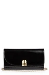 Lk Bennett Florence Curve Flap Leather Clutch In Black