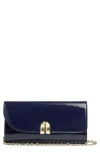 Lk Bennett Florence Curve Flap Leather Clutch In Blue