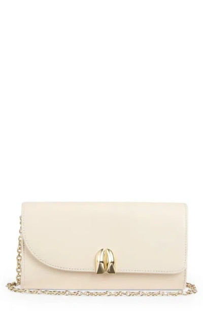 Lk Bennett Florence Curve Flap Leather Clutch In Ecru