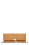 Lk Bennett Florence Curve Flap Leather Clutch In Trench