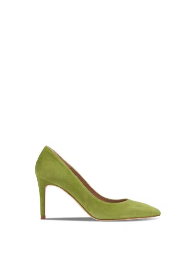 Lk Bennett Floret Apple Suede Pointed Toe Courts In Green