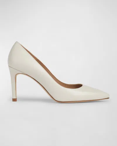 Lk Bennett Floret Leather Stiletto Pumps In Ecru