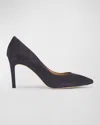Lk Bennett Womens Blu-navy Fern Pointed-toe Suede Heeled Courts In Navy