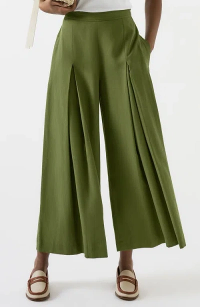 Lk Bennett Frances Colette Pleated Wide Leg Pants In Green