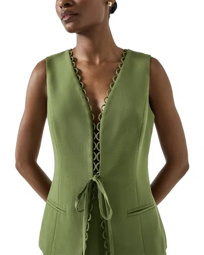 Lk Bennett Frances Scallop Trim Vest In Green