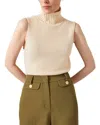 Lk Bennett Frances Sleeveless Turtleneck Wool Blend Sweater In Neutral