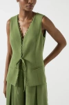 Lk Bennett Frances Scallop Trim Vest In Green