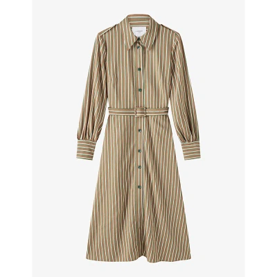 Lk Bennett Womens Mul-multi Frances Stripe-pattern Woven Midi Dress