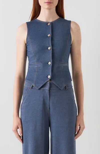 Lk Bennett Freya Denim Vest In Purple