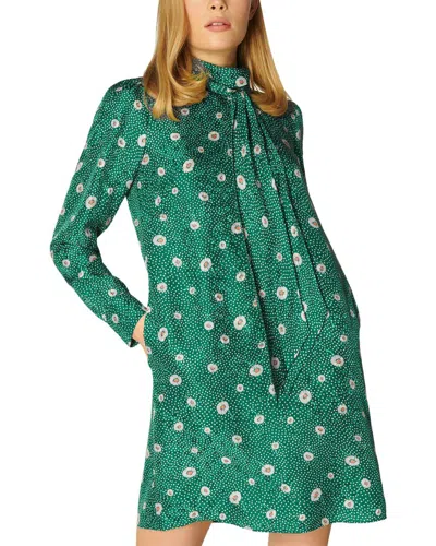 Lk Bennett George Silk-blend A-line Dress In Green