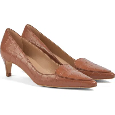 Lk Bennett Giulia Croc Embossed Pump In Brown