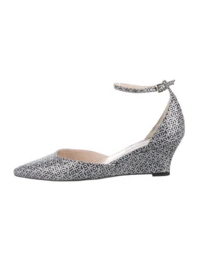 Pre-owned Lk Bennett Glitter Patterned Flats In Gray