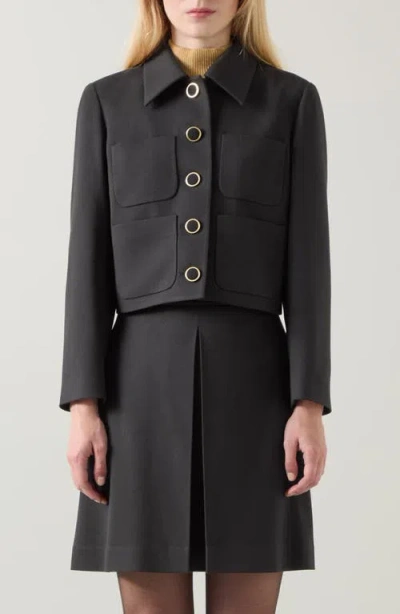 Lk Bennett Halina Crepe Jacket In Black