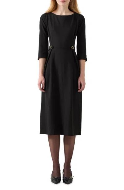 Lk Bennett Halina Pleated Midi Dress In Bla-black