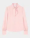 Lk Bennett Hall Tie-neck Crepe Blouse In Pink
