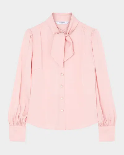 Lk Bennett Hall Tie-neck Crepe Blouse In Pink