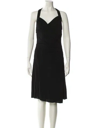Pre-owned Lk Bennett Halterneck Knee-length Dress In Black