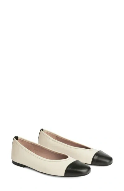 Lk Bennett Hanna Cap Toe Ballet Flat In Cream/black