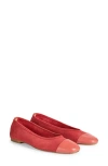 Lk Bennett Hanna Cap Toe Ballet Flat In Soft Red