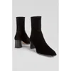 Lk Bennett Womens Bla-black Harp Square-toe Suede Heeled Ankle Boots In Black