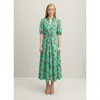 Lk Bennett Hedy Tiered Ruffle Tie Waist Cotton Dress In Green
